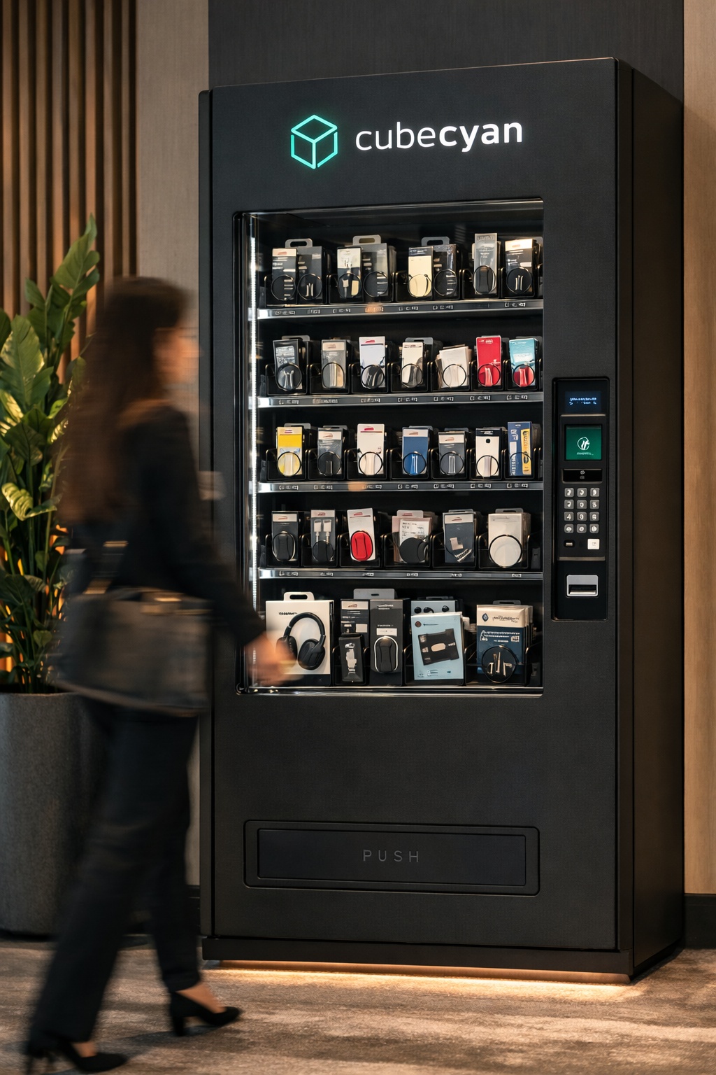 CubeCyan vending machine in hotel environment